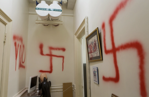 The Columbia University office of professor Elizabeth Midlarsky vandalized.